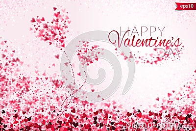 Pink hearts bokeh light Valentine`s day background eps 10. Tender backdrop with colorful hearts. Romantic colorful Vector Illustration