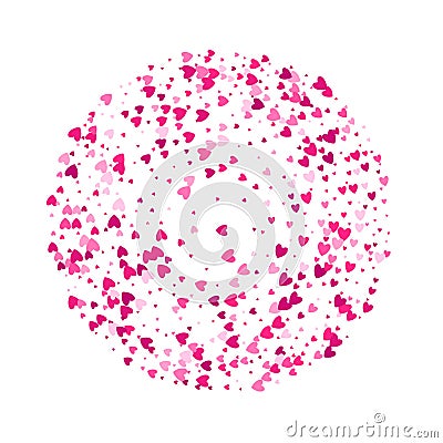 Pink hearts round background template. Vector Illustration