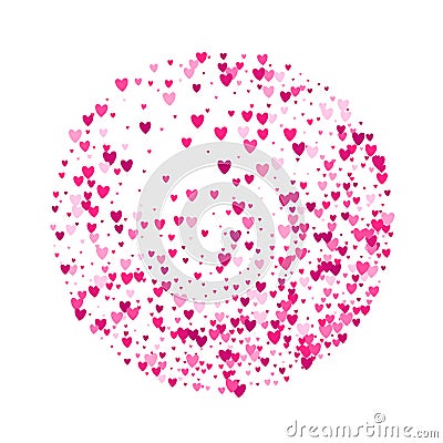 Pink hearts round background template. Vector Illustration