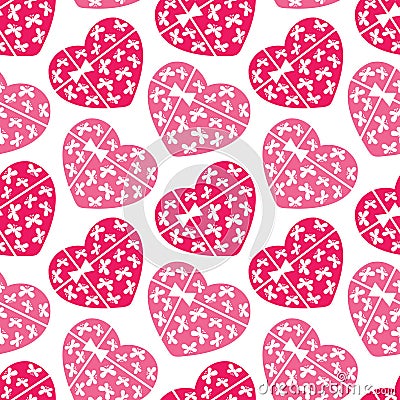 Pink hearts seamless pattern Vector Illustration