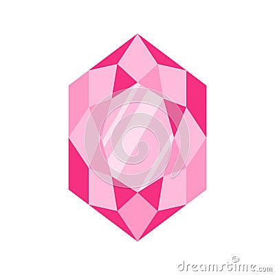 Pink hexagon precious stone or gem Vector Illustration