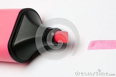 Pink Highlighter draws Stock Photo