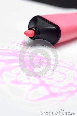 Pink Highlighter scribbles Stock Photo