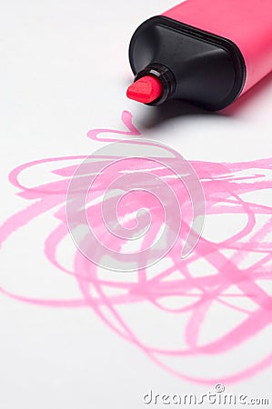 Pink Highlighter scribbles Stock Photo