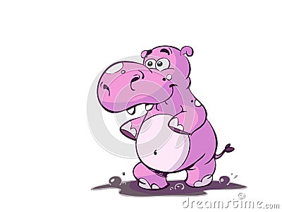 Pink hippopotamus Vector Illustration