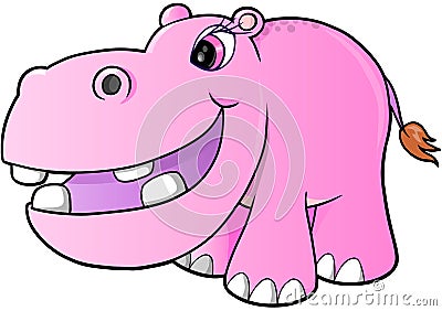 Pink hippopotamus Vector Vector Illustration