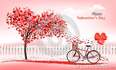 A Pink Holiday Valentine`s Day background. Vector Illustration