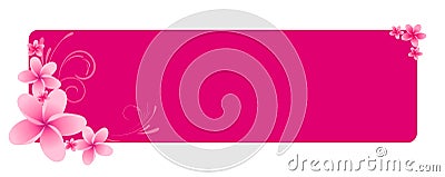 Pink horizontal banner with flowers Vector Illustration