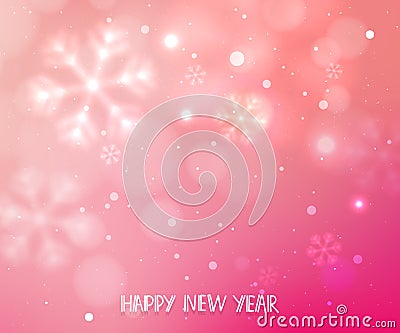 Pink horizontal winter blurry background Vector Illustration