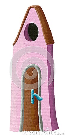 Pink house Cartoon Illustration