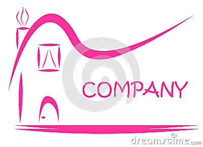 Pink House Sign Estate Logo Stock Photo