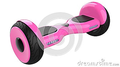 Pink hoverboard, dual wheel self balancing scooter. 3d rendering of rose self-balancing board, isolated on white Stock Photo