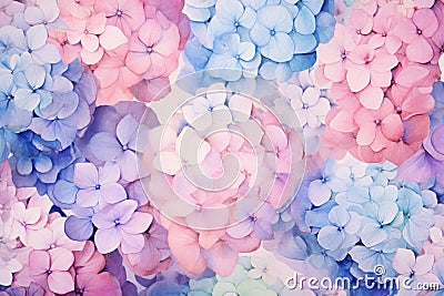 Pink and blue hydrangea flower watercolor style painting Stock Photo