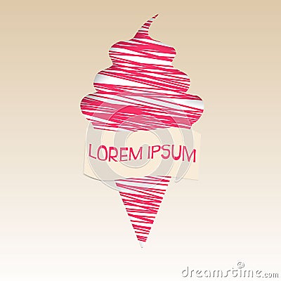 Pink ice cream poster. Vector Illustration