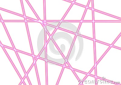 Pink Illuminated Straight Neon Lines Background. Cartoon Illustration