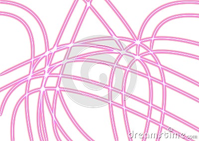 Pink Illuminated Wave Neon Lines Isolated on white background.- Cartoon Illustration