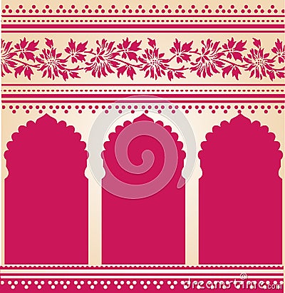 Pink Indian saree temple design Vector Illustration