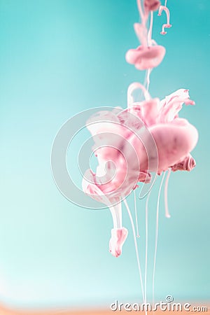 Pink ink in water, artistic shot, abstract background Stock Photo