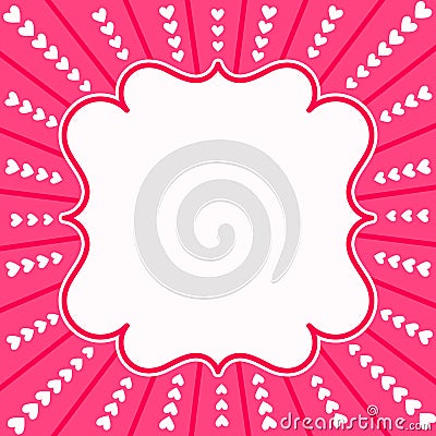 Pink Heart Rays Valentines Day Card Stock Photo