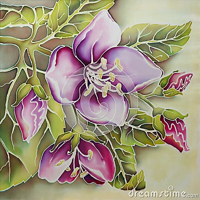 Pink jasmine (batik) Stock Photo