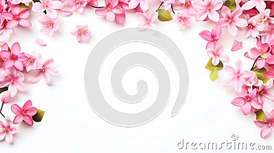 Pink jasmine spring flowers with copy space framed on a white background Stock Photo