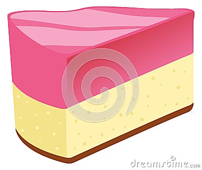 Pink jelly cake slice cartoon icon. Berry dessert Vector Illustration