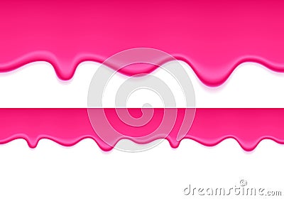 Pink jelly dripping background. Liquid flow. Vector Illustration