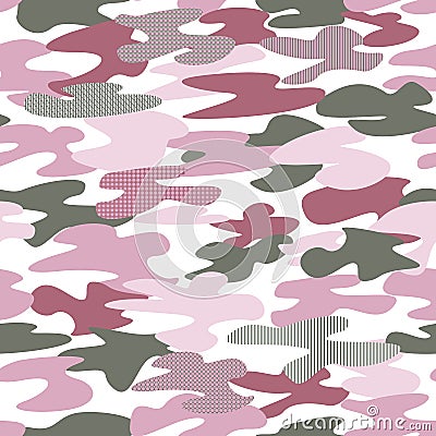 Pink and khaki female camouflage background Vector Illustration