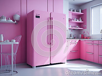 Pink kitchen design. Stock Photo