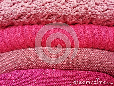 Pink knitted background Stock Photo
