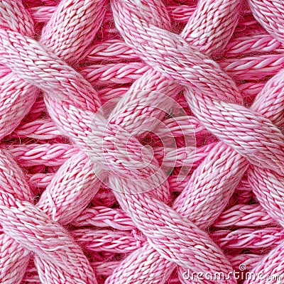 Pink Knitwear Fabric Texture close-up. Pink Knitted Background. Stock Photo