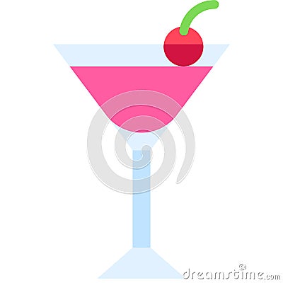 Pink Lady Cocktail icon, Alcoholic mixed drink vector Vector Illustration
