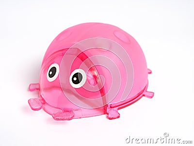 Pink Ladybug Pencil Holder Stock Photo