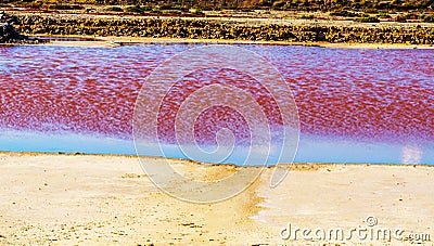 pink lake in spain, unusual phenomenon, mineral influence on water Stock Photo