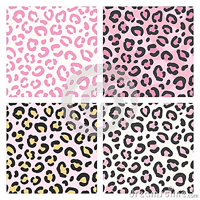 Pink leopard pattern. Seamless animal print, trendy wild cat design stylized background for fashion fabric, wallpaper Vector Illustration