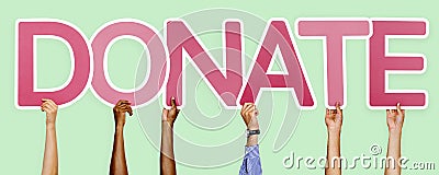 Pink letters forming the word donate Stock Photo