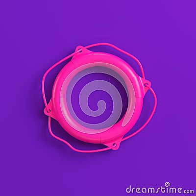 Pink lifebuoy on purple background. Minimalism concept Stock Photo