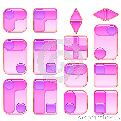 Pink and Lilac Buttons Set Vector Illustration