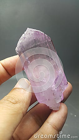 Pink lilac color kunzite spodumene crystal Stock Photo