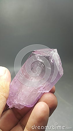 Pink lilac color kunzite spodumene crystal Stock Photo