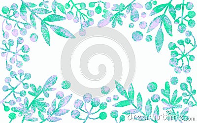 Pink lilac gray green branches and leaves. Watercolor texture. Stock Photo