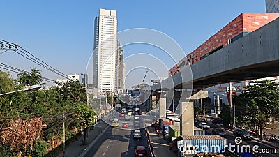 Pink line construction site in Pakkret Nonthaburi Editorial Stock Photo