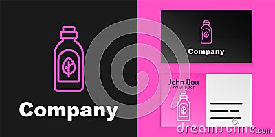 Pink line Essential oil bottle icon isolated Pink line background. Organic aromatherapy essence. Skin care serum glass Vector Illustration