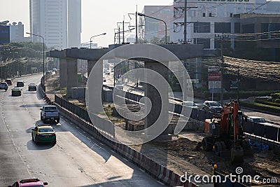 Pink line Monorail pillars Editorial Stock Photo