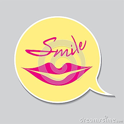 Pink lips shape, smile icon vector, sticker valentines day Vector Illustration