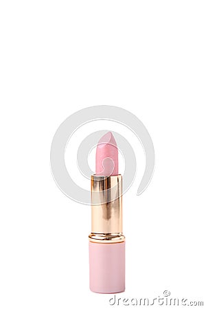 Pink lipstick isolated on white background, make-up Stock Photo