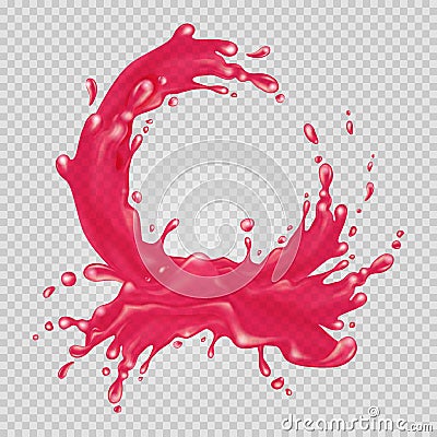 Pink liquid splash. Vector Illustration