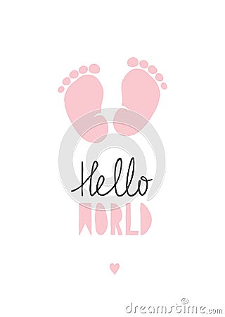 Pink Little Baby Feet Vector Illustration. Vector Illustration