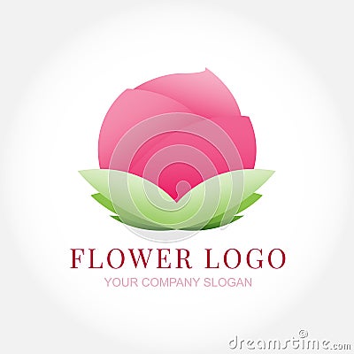 Pink lotus flower logo design isolated background Stock Photo