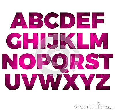 Pink low poly alphabet Stock Photo